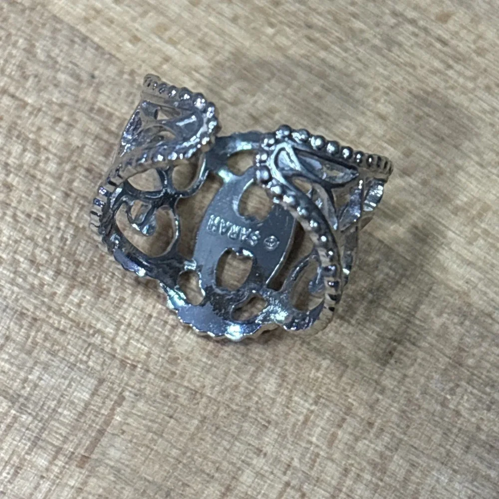 Vintage 1977 Sarah Coventry Queen's Lace Silver Tone Filigree Ring Size 6.75